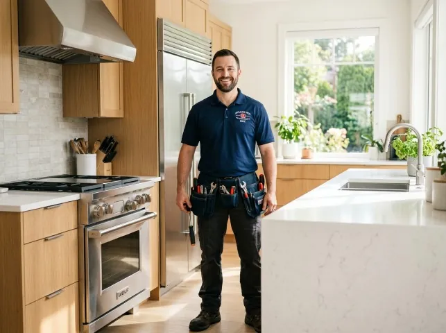 Appliance Repair Hero technician in a Adkins, TX kitchen after an appliance repair